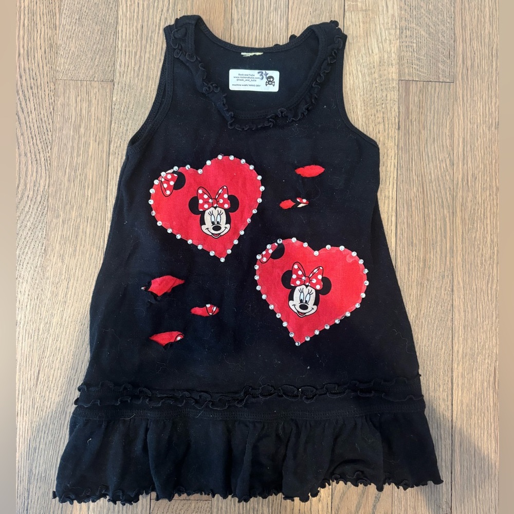 Black Minnie Mouse Heart Tank Dress with Red Accents